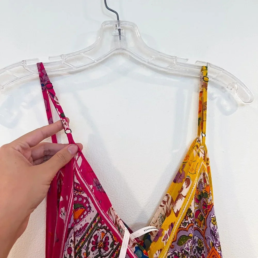 Anthropologie Colorful Floral Oversized Relaxed Handkerchief Print Midi Dress S - Picture 6 of 10